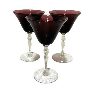 Vintage Cambridge Amethyst Champagne / Tall Sherbet wine glasses (3) Purple